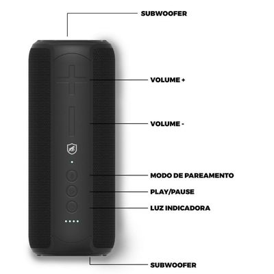 Caixa De Som Bluetooth Atomic Tws - 20W - 360º - Ipx7- Gshield