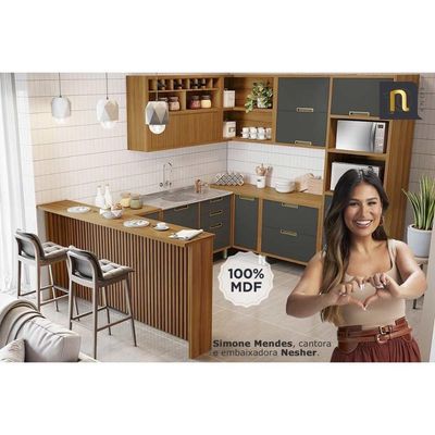Cozinha Completa Imperatriz 2 Peças (1 Armário + 1 Balcão) C2p30 Freijo-off White - Nesher