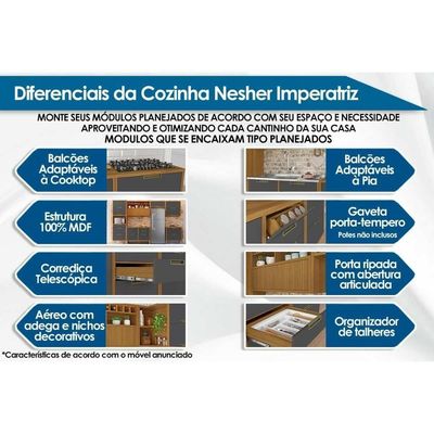 Cozinha Completa Imperatriz 2 Peças (1 Armário + 1 Balcão) C2p30 Freijo-off White - Nesher