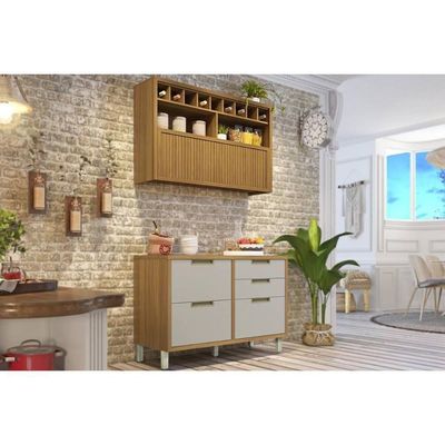 Cozinha Completa Imperatriz 2 Peças (1 Armário + 1 Balcão) C2p30 Freijo-off White - Nesher