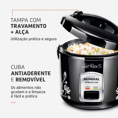 Panela Elétrica Mondial Fast Rice 5 Premium Npe-08-5x Panela Elétrica-127v-preto
