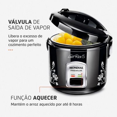 Panela Elétrica Mondial Fast Rice 5 Premium Npe-08-5x Panela Elétrica-127v-preto