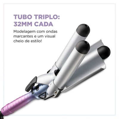 Modelador de Cachos Triondas By Juliette Mondial Azul e Rosa 180W MCT-JU-03 BIV