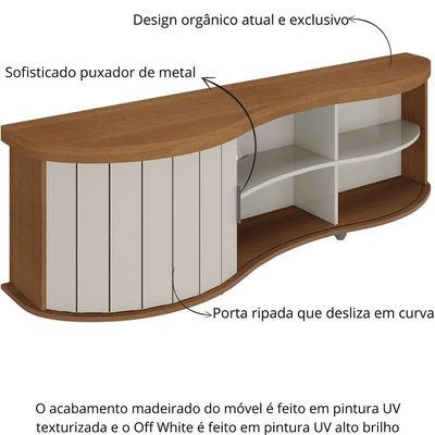 Rack De Sala Para Tv 75 Artely Magnum Cinamomo Off White