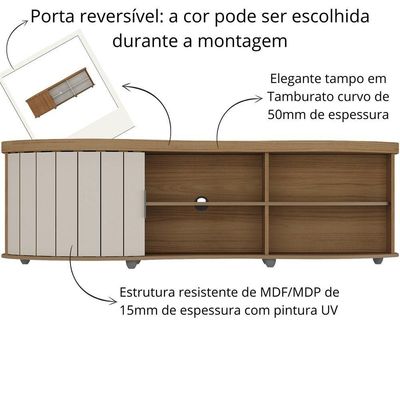 Rack De Sala Para Tv 75 Artely Magnum Cinamomo Off White