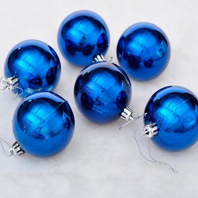 Kit 12 Bolas Azul Lisa árvore Natal Decoração Natalino 60mm