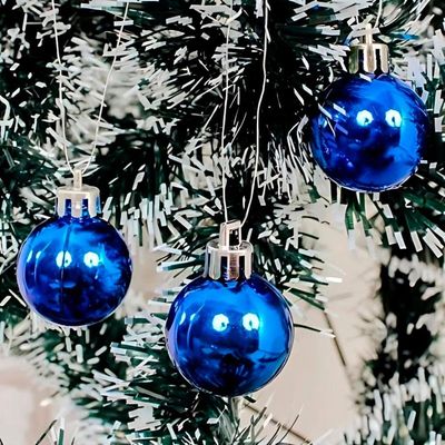 Kit 12 Bolas Azul Lisa árvore Natal Decoração Natalino 60mm