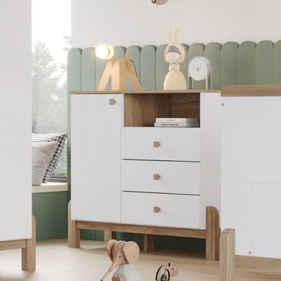 Cômoda 3 Gavetas Com Porta E Nicho Ternura Branco Jequitibá Hp