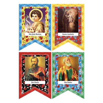 Decoração de Pendurar com Tema Santos Regina Festas 4 Unidades