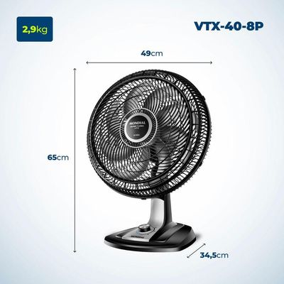 Ventilador De Mesa Mondial Turbo 8 Pás Vtx-40-8p Vent 40cm-127v-preto/prata 110V