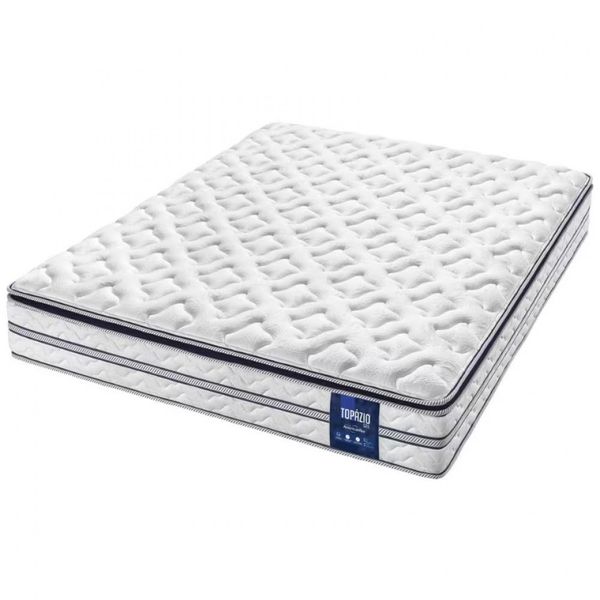 Colchão Casal AmericanFlex Topázio Gel com Pillow Top e Molas Ensacadas 30x138x188cm Branco com Azul