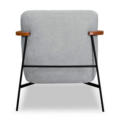 Kit 2 Poltronas Decorativa Eros Linho Bouclê Com Base De Ferro Preto SSX Multicoisas Cinza Claro
