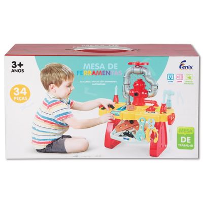 Mesa de Ferramentas Infantil - Mesa de Trabalho - Hidráulico - Vermelho - MES-564 - Fenix