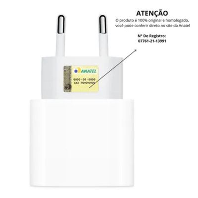 Carregador Lightning Fonte Usb C 20W