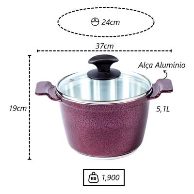 Caldeirão Cereja Alça de Alumínio Diamantado TV 24cm