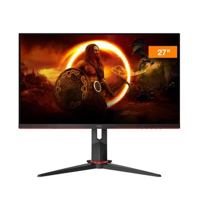 Monitor Gamer Widescreen VA 27 AOC 1920 x 1080 FHD 27G2S/BK Entrada HDMI e VGA Preto e Vermelho / Bivolt
