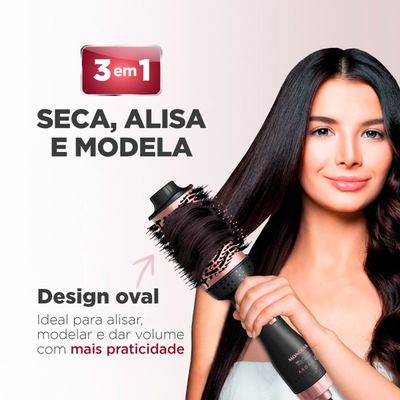 Escova Secadora Argan Mondial Preto e Golden Rose 1200W ES-14-BI BIV