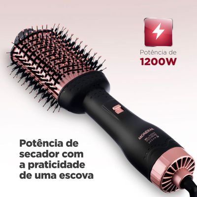 Escova Secadora Argan Mondial Preto e Golden Rose 1200W ES-14-BI BIV