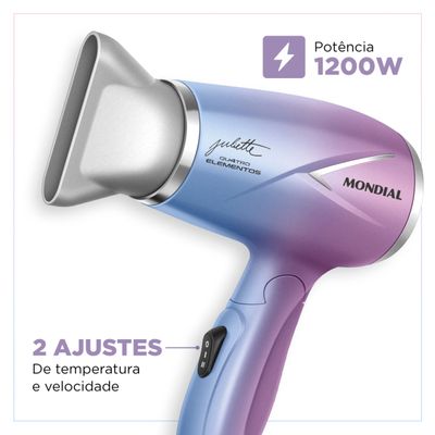 Secador de Cabelo By Juliette Mondial Azul e Rosa 1200W SCT-JU-03 BIV