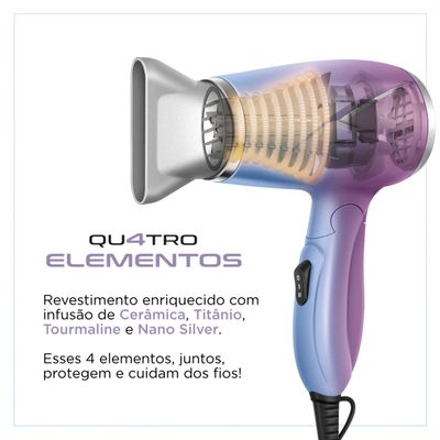 Secador de Cabelo By Juliette Mondial Azul e Rosa 1200W SCT-JU-03 BIV