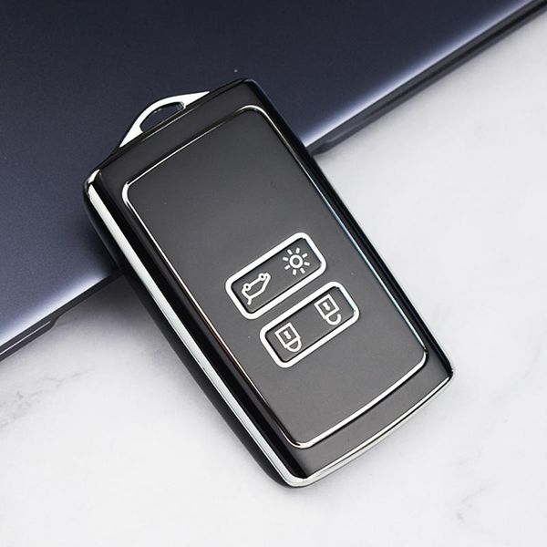 Capa de Chave Remota TPU para Renault Koleos Kadjar Talisman Espace Clio Zoe Scenic 4 Arkana Dacia Sandero Captur Megane preto