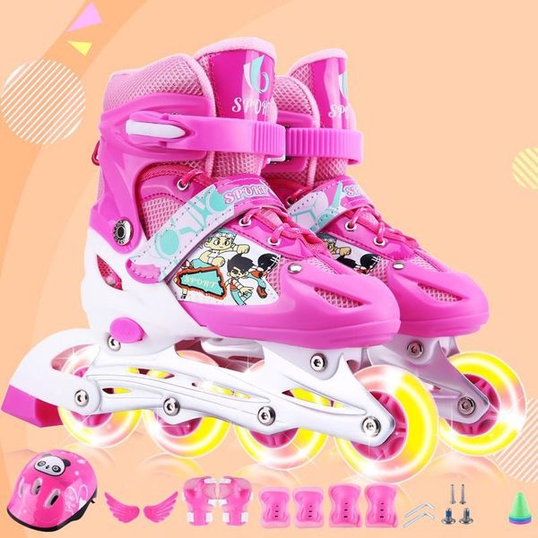Patins Inline Ajustáveis para Crianças com Rodas Iluminadas e Fecho Duplo P / roxo
