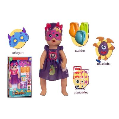 Boneca Pin Pin Monster Menina C/ Massinha e Acessórios  Anjo