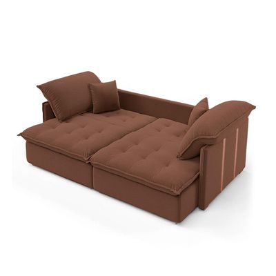 Sofá Retrátil Sem Caixa 3 lugares Solomons Velosuede Marrom 180 cm