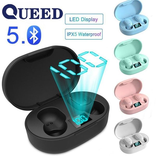 Fones de Ouvido Bluetooth TWS E6S Sem Fio à Prova d'Água com Redução de Ruído azul