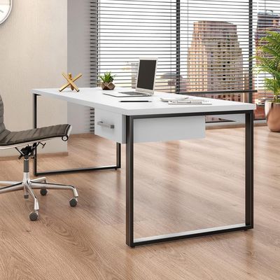 Mesa de Escritório Málaga 1 GV Branca e Preta 190 cm