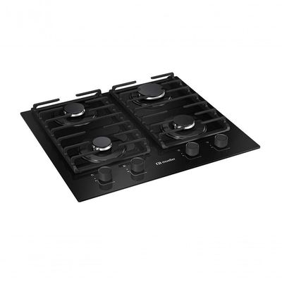 Fogão Cooktop 4 Bocas MCG4bm Grade Dupla Mesa De Vidro Mueller Preto Bivolt