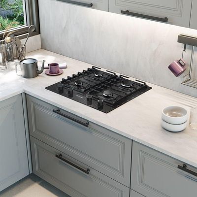 Fogão Cooktop 4 Bocas MCG4bm Grade Dupla Mesa De Vidro Mueller Preto Bivolt