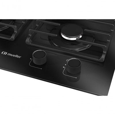 Fogão Cooktop 4 Bocas MCG4bm Grade Dupla Mesa De Vidro Mueller Preto Bivolt