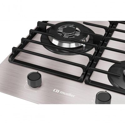Fogão Cooktop 5 Bocas Ultra Chama MCG5BL Grade Dupla Mesa De Alumínio Mueller Bivolt