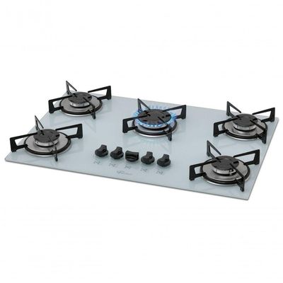Fogão Cooktop Fischer 5 Bocas Gás Mesa Vidro - Branco 1642-6986 Bivolt Bivolt