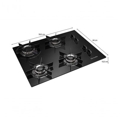 Cooktop Mueller 4 Bocas Com Queimador Ultra Chama MCG4BB Bivolt