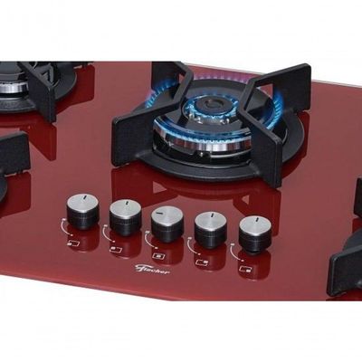 Fogão Fischer 5 Bocas Tripla Chama Rouge Bivolt