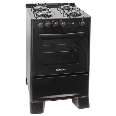 Fogão 4 Bocas Suggar Cook Glass Mesa de Vidro Preto Bivolt FGVCG410PT
