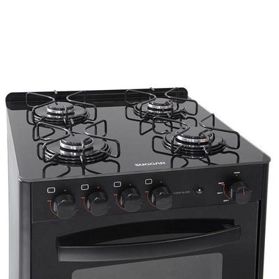 Fogão 4 Bocas Suggar Cook Glass Mesa de Vidro Preto Bivolt FGVCG410PT