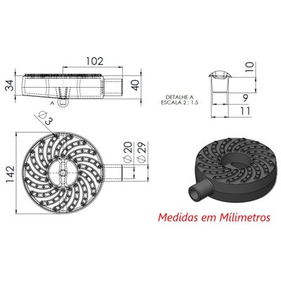 Queimador Alta Pressão Chuveiro Fogão Industrial Ferro 14cm