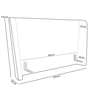 Cabeceira Cama Box Queen 160cm Nilo P05 Veludo Bege - Lyam Decor