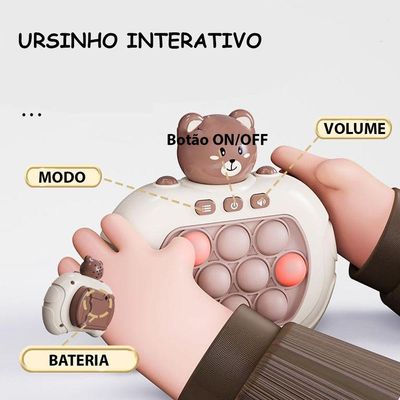 Pop It Mini Game Ursinho Criança Luz Som Fidget Interativo Anti Estresse Ansiedade Portatil