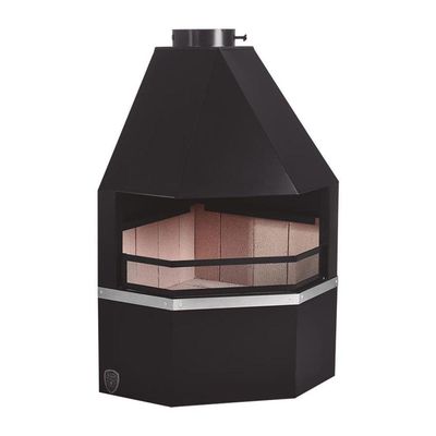Lareira De Canto Grande C Kit Instalação Preto Fornos Pinhal