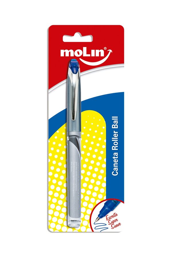 Caneta Roller Ball Molin Ponta Fina 0.7mm Azul