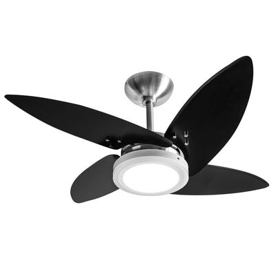Ventilador Led Paris Alumínio Escovado 4 Pás Pretas 220V 220V
