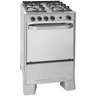 Fogão De Piso Suggar Select 4 Queimadores Prata Inox Bivolt FGISL410PRIX