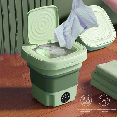 Mini Máquina De Lavar Silenciosa Dobrável Portátil 9 Litros Cor:verde