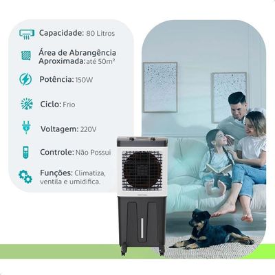 Climatizador Indust Nacional Ventisol 80 Litro 150w Branco Preto 220V