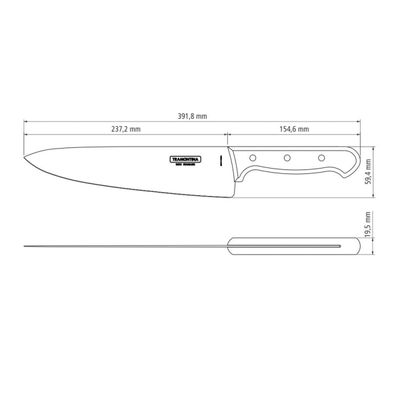 Faca para Churrasco em Aço Inox e Cabo Vermelho Polywood 10" - Tramontina