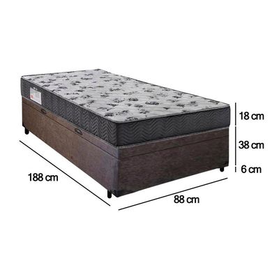 Cama Box Baú Solteiro Suede + Colchão De Espuma D33 - Sereneprime - 88cm Cor:marrom
